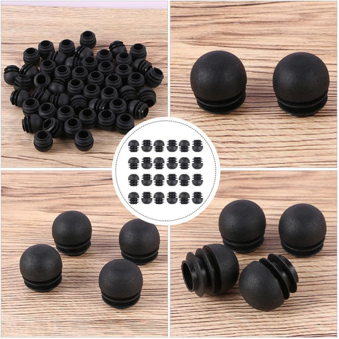 50pcs 25mm PRETYZOOM Black Round Plastic Furniture Leg Plugs Chair Glide Inserts Tubing End Caps Diameter Home Table