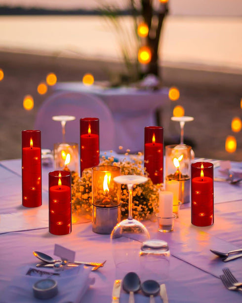 5 11-Key 24-Hour Da by Flameless Candle Light, Battery Candle with recessed String Light, flameless Candles with Remote