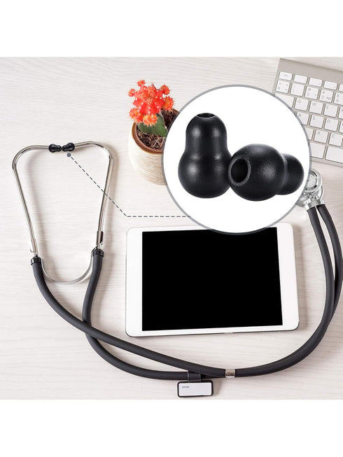 Maitys 24 Pieces Universal Soft Silicone Stethoscope Ear Tips Earpieces Earbuds (Black)