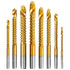 YUENTOEN Twist Drill Bits - 8Pcs Serrated Drill Bit Set, Titanium Coated HSS Sharp 3-10mm Spiral Saw Drill Bit for