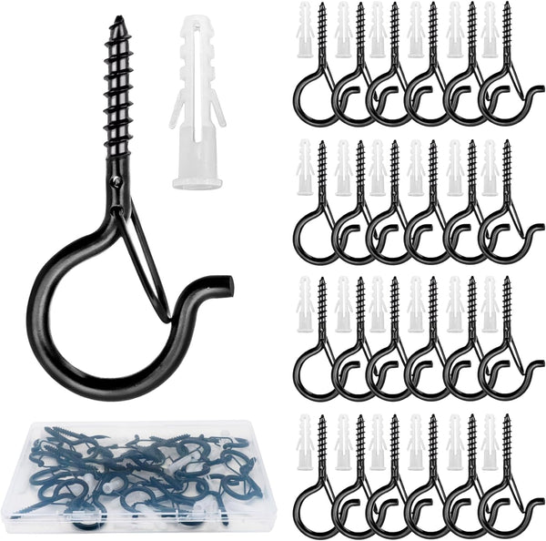 Datttcc 25PCS Hanger Hooks with Safety Lock,Heavy Duty Hooks for Hanging, Christmas Patio