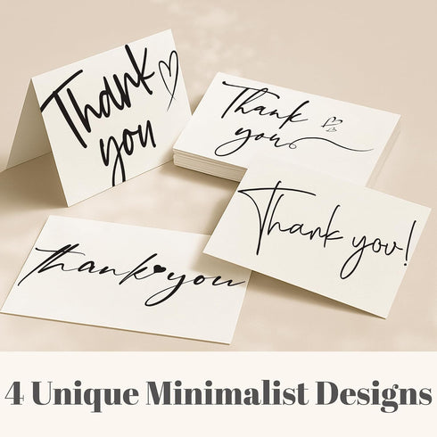 Kerpa 60 Pack 4x6 Inch Thank You Cards Bulk with Kraft Envelopes and Stickers Elegant Minimalist Designs, Perfect
