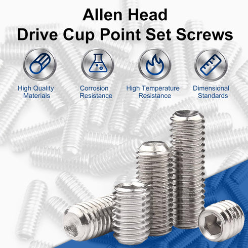 MroMax 50Pcs M3 x 4mm Flat Set Screw, 304 Stainless Steel Internal Hex Allen Head Drive Cup Point Set Screws