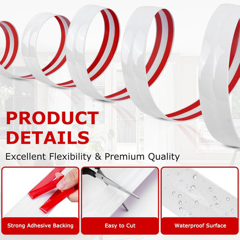 Flexible Wall Corner Protector Moulding Trim, Peel and Stick Self Adhesive Wall Guards for Edge Corner (White, 0.8 in x