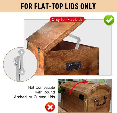 1 Pack | Toys Box Hinges Soft Close - HBL Lid Support Chest Hinges for Wooden Toy Box, Cedar, Storage Trunk & Benches