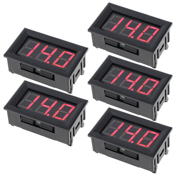 5 Pack Digital Mini Voltmeter DC 5-120V with 0.56 inch LED Display for Motorcycle Battery Monitor (Red)