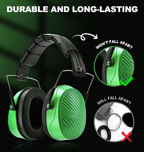 PROHEAR EM038 Compact Foldable Ear Protection Earmuffs, 28dB Noise Reduction for Mowing and Shooting