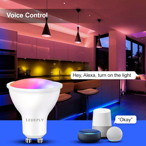 GU10 Bulb 5W Bulbs, 4 Pack Smart Spot Light Compatible with Alexa, Google Home, SmartThings, WiFi LED Track Light Color