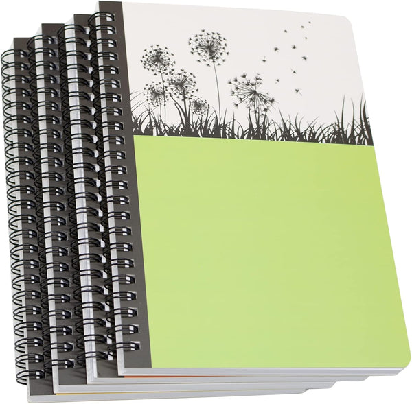 Yansanido Spiral Notebook, 4 Pcs A5 Thick Tree Design, 80 Sheets - 160 Pages, 4 Color Ruled Journals for Study and Notes