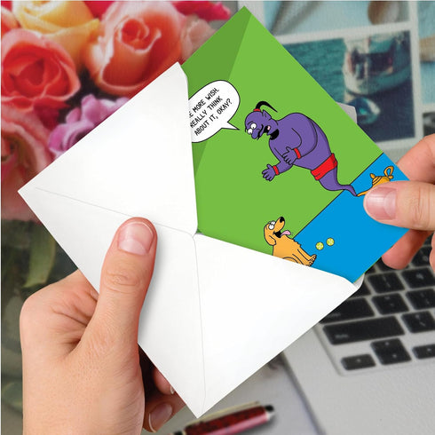 NobleWorks - 1 Funny Animal Birthday Card, Pet Cat and Dog Humor, Birthday Notecard with Envelope
