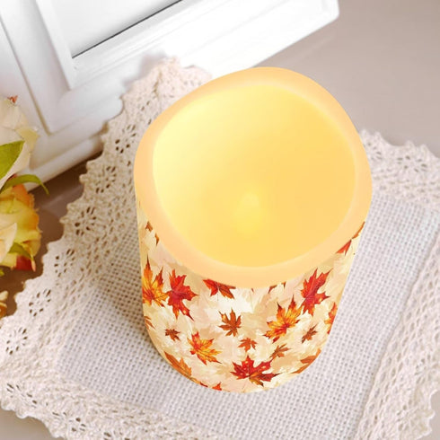 Cozeyat 4 Pack Fall Leaf Flameless Candles Battery Operated LED Pillar Candles with Remote Control Timer Color Changing