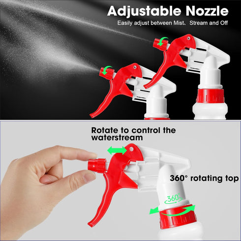 Rtteri 24 Pcs 16 oz Plastic Spray Bottle for Cleaning, Leak Proof and Reusable for Various Uses, Red and White