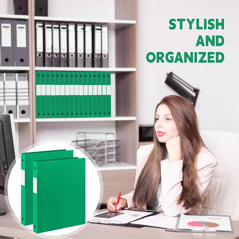 Henoyso 16 Pcs 1/2 Inch Green 3 Ring Plastic Binder, Flexible Binders for School Office