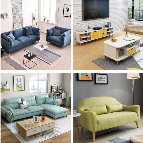 Legs(6" Set 4) WEICHUAN Solid Rubber Wood Replacement Sofa Couch Chair Ottoman Loveseat Coffee Table Cabinet Furniture