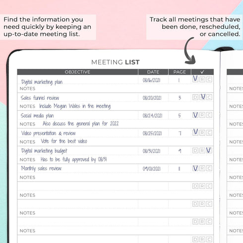 Clever Fox Meeting Notebook, A5 Work & Business Organizer with Notes & Action Items for Project Management & Meetings