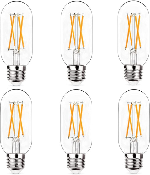 Dimmable E26 LED Light Bulb 6W, 60W Equivalent, Antique Clear Edison Filament Bulb, 600 Lumens, 2700K, Pack of 6
