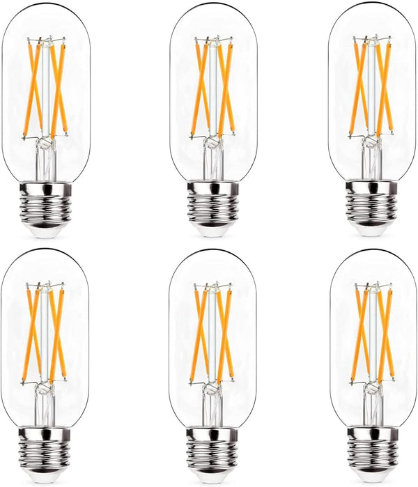 Dimmable E26 LED Light Bulb 6W, 60W Equivalent, Antique Clear Edison Filament Bulb, 600 Lumens, 2700K, Pack of 6