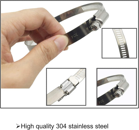 4" (Diameter) Adjustable 304 Stainless Steel Duct Clamps Hose Clamp Pipe Clamp Air Ducting Clamp (4Pcs, 91mm-114mm)