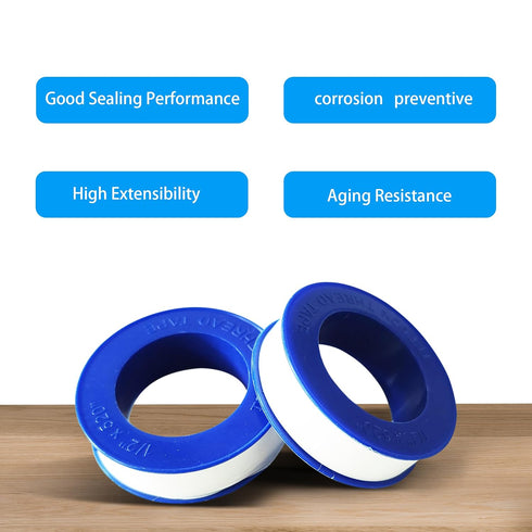 5 Rolls Teflon Tape 1/2Inch(W) 520Inches(L) Extra Long PTFE Tape Plumbers Tape Plumbing Tape Thread Seal for Shower Head and Pipe Sealant Tape Sealing Tape