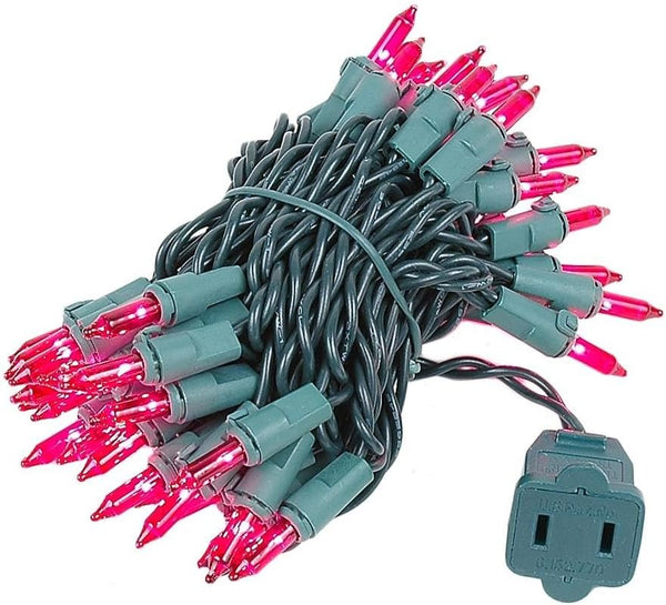 Novelty Lights 11 Feet 50 Bulbs Traditional Incandescent Mini Lights, Pink on