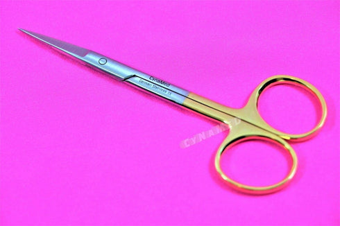 Premium German Iris Supercut Micro Dissecting Scissors, Curved 4.5" with Tungsten Carbide Inserts