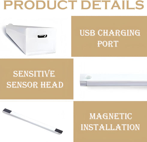 Closet, 2Pcs, 10cm/3.9in) Punch-Free Smart Sensor Magnetic Rechargeable LED Lights, New Wireless Intelligent Motion