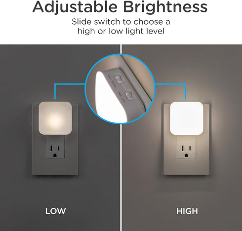 Dimmable 4 Settings, 2 Pack, 82179 Lights by Night LED Night Light, Plug-in, Dusk to Dawn Sensor, Adjustable, Compact