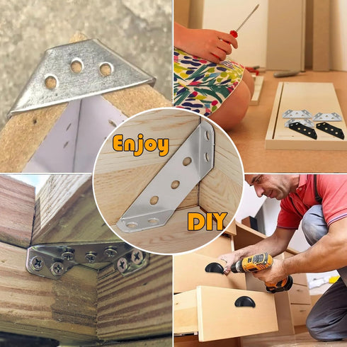 Bxbdcha 20PCS Furniture Corner Connector - Universal Stainless Steel L Brackets for Wood,Hardware Metal Angle Bracket