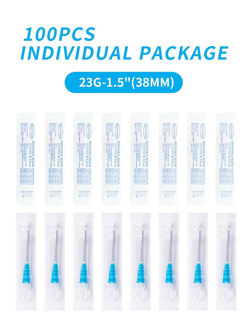 100Pack 23 1.5 Inch Gauge Disposable Luer Lock Accessories, Individually Wrapped