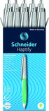 Schneider Haptify Ballpoint Pen - M (Medium), Refillable, Retractable, White-Mint Barrel, Box of 10 Pens
