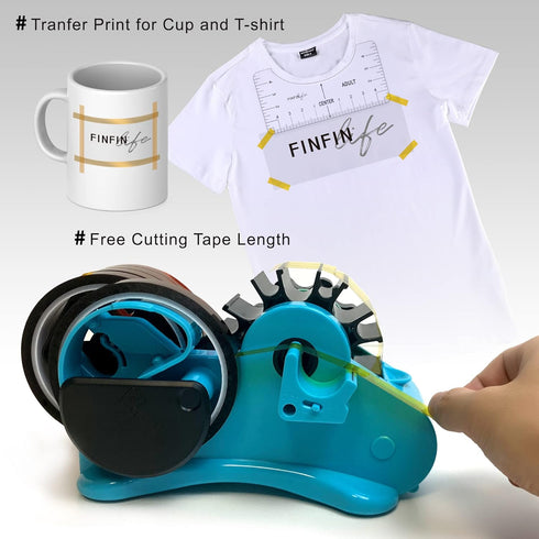Heat Tape Dispenser Blue Multi-Roll Set, PreCut 1.4'' Pieces for Heat Press Machine with Semi-Automatic Dispenser