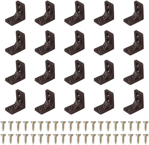 HARFINGTON 50pcs Plastic l Brackets 0.7"x1.1" (16.6x27.2mm) Large Square l Shape Bracket