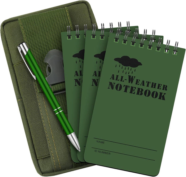 Eaasty 5 Pcs Waterproof Notebook, Tactical 3 x 5 Inch Pocket Notebook with Metal Weatherproof Pen for Outdoor Activities