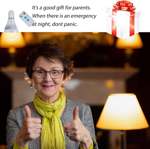 BSOD Rechargeable Light Bulbs, LED Magic Bulb with Remote, Warm White Emergency Lamp, 7W E26 for Indoor Lighting, 2 Pack