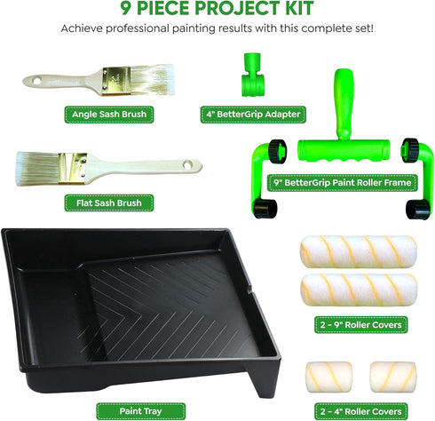 1/2 Better Grip Ultimate Paint Roller & Painting Kit - Ergonomic Grip to Minimize Hand Stress & Fatigue - Get Projects