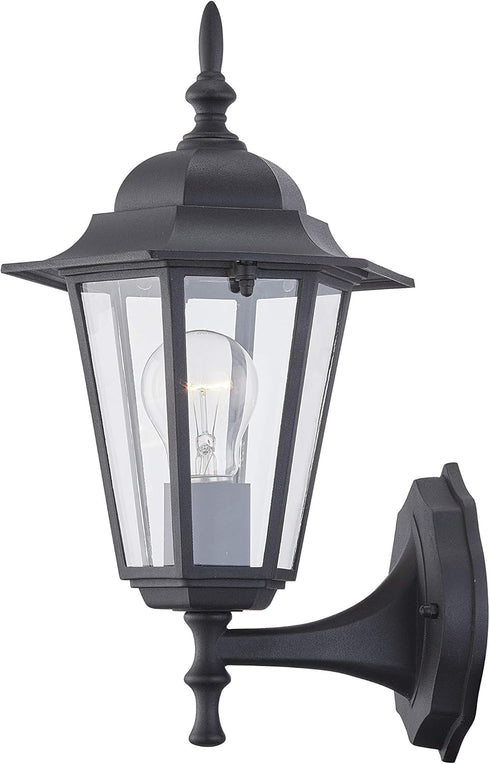 WISBEAM Outdoor Wall Lantern, Black Wall Sconce for House Porch Lighting Fixture,