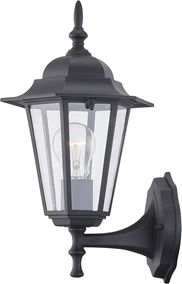 WISBEAM Outdoor Wall Lantern, Black Wall Sconce for House Porch Lighting Fixture,