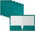 Better Office Products 2 Pocket Glossy Laminated Teal Paper Folders, Box of 25, Letter Size