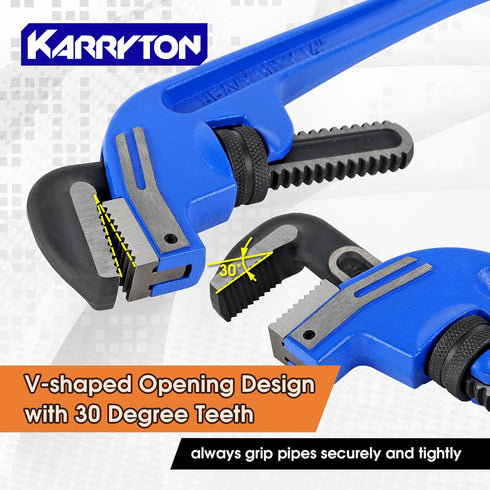 set(8" 10" 14" 18"), offset End Pipe Wrench Adjustable Cast Iron pipe Wrench, Perfect Plumbers Tool for Oil Field
