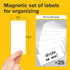 Dry Erase Magnetic Labels - Reusable Sticky Notes for Refrigerator (White, 25)