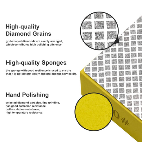 4pcs Diamond Hand Polishing Pads for Ceramic Tile Glass Grinding,Sanding Blocks Polishing 60#,100#,200#,400#