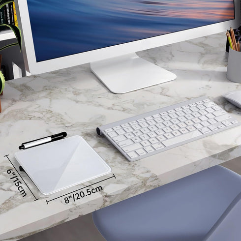 Small Desktop Dry Erase White Board, 8"×6" Glass Whiteboard with Stand for Notes, Mini Notice Board for Home Office
