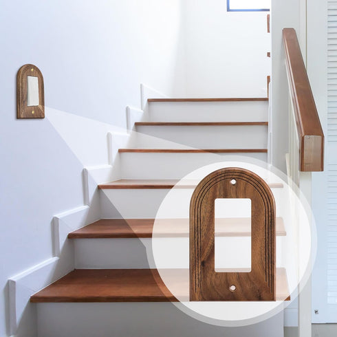 4 (13 8.2cm,Arch DoubleFill Pcs Walnut Wood Light Switch Cover Brown Outlet Covers Wall Plate Decorative Boho Plug