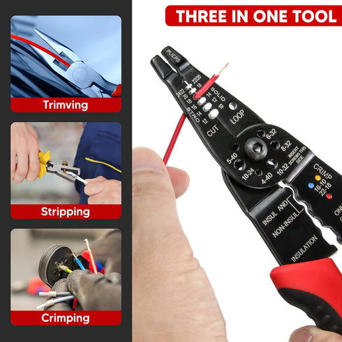 Wire Stripper Cutter, 8 Inch Wire Stripping Tool, Multi-Function Hand Tool, XT-1-001