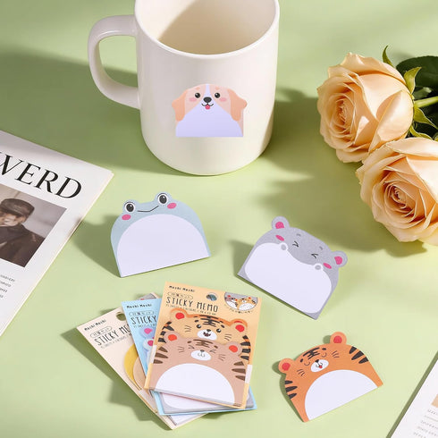 6 Pack 270 JIANTA Cute Sticky Notes, New Cartoon Animal Pattern Sticky Notes Markers Flags, Self-Stick Memo Pads