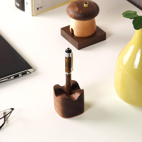Wood Pen Tray (M01-WALNUT), Wooden Desk Organizer Tray, Minimalist Pen Holder, Wooden Pen Rest (WALNUT)