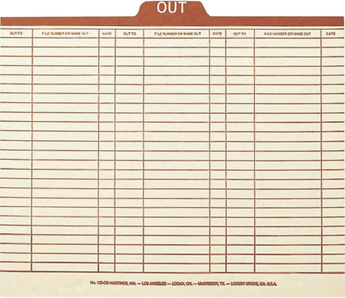 Smead Out Guide Printed Forma Style - 1/5-Cut Tab Center Position, Letter Size, Manila, 100 per Box