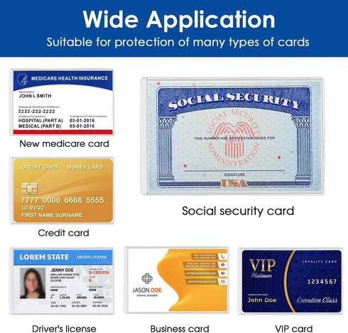 MaxGear Medicare Card Holder Protector Sleeves, 12 Mil Clear PVC Water Resistant Protectors for SSN, Credit Cards, 6