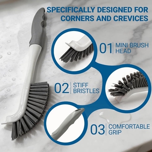 SLinBeiBy 3 Pack Set, Hard Bristle Scrub Brush Heavy Duty Cleaning Brushes with Ergonomic Handle, Specifically Designed