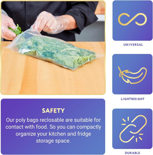 APQ Clear Plastic Reclosable Zipper Bags - 5 x 8 Inches, Pack of 100 Reclosable Plastic Bags with Zipper Closure, 2 Mil